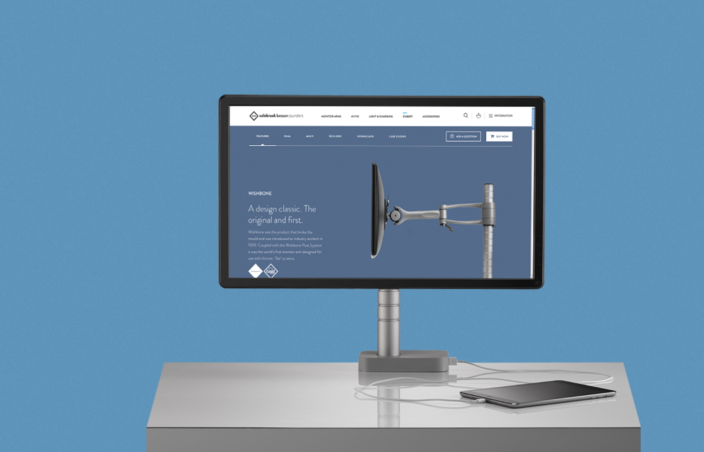 办公辅件|显示器支架|办公家具|设计师家具|Wishbone 台面显示屏（立柱）支架